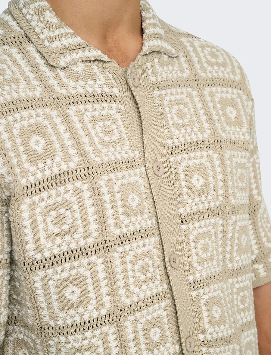 ONLY & SONS - ONSBART RLX 5 SS SHIRT KNIT NOOS - kurzarmhemden - silver lining - 5