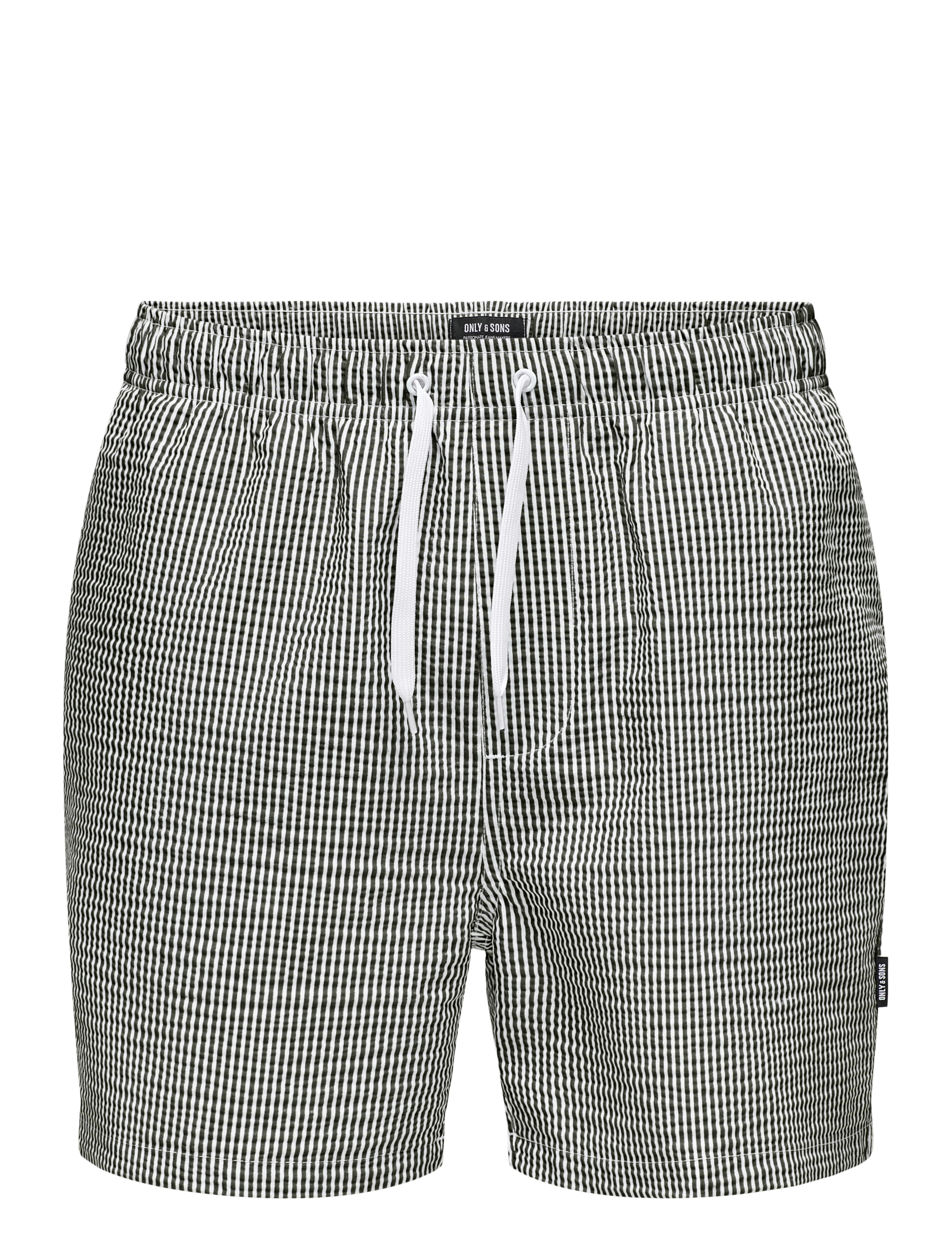 ONLY & SONS OSJTED STRIPE SEERSUCKER SWIM ACC - Badkläder - KAMBABA / black