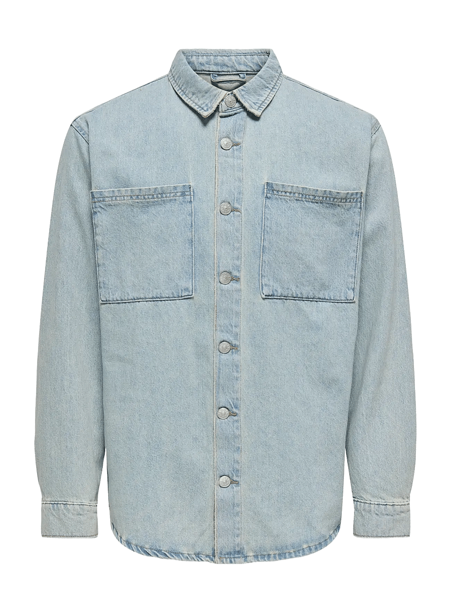 ONLY & SONS - ONSALP BOX TAI DNM JACKET - kurtki jeansowe bez podszewki - light blue denim - 0