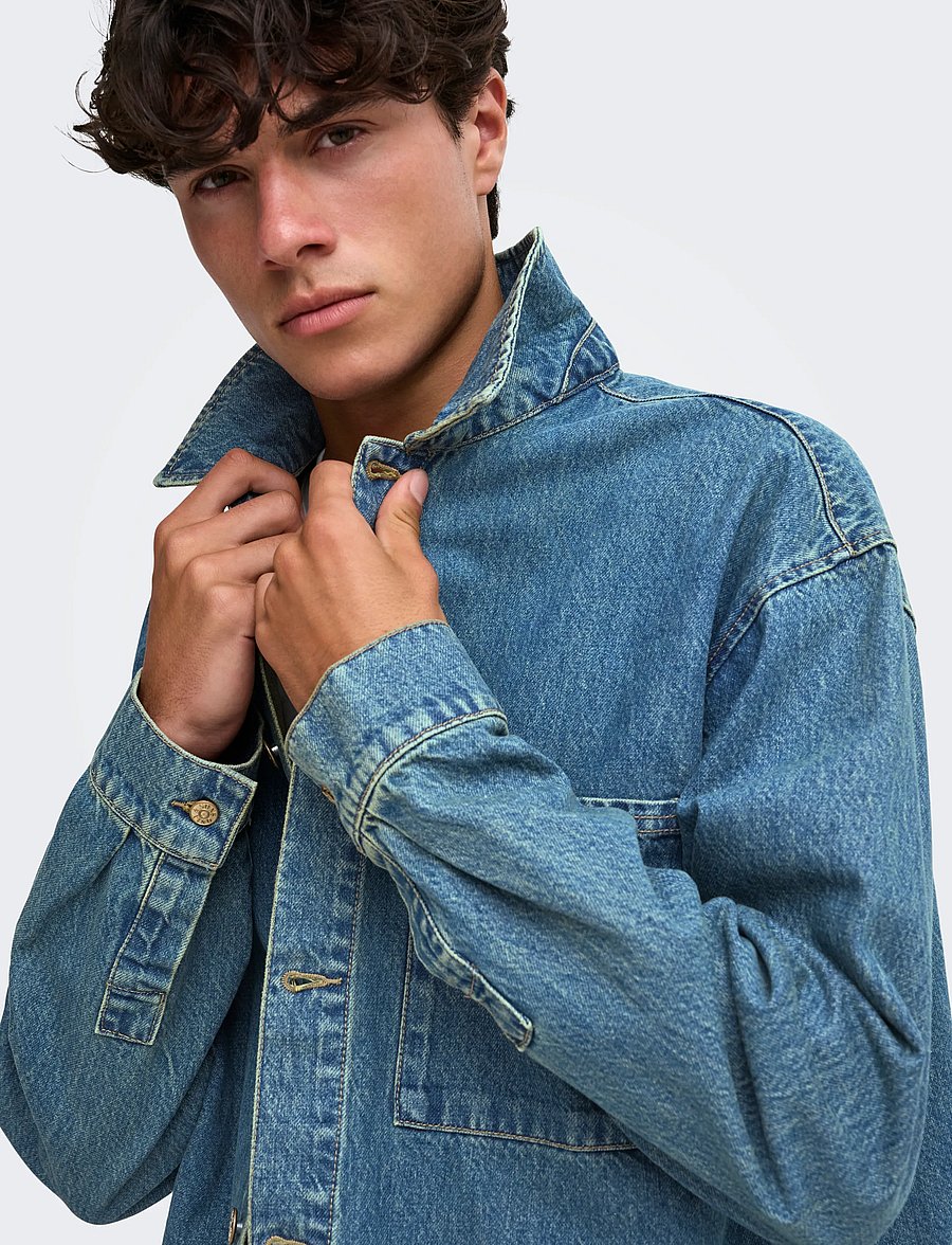 ONLY & SONS - ONSSPRICK BOX AZG DNM JACKET - voodrita teksatagid - dark blue denim - 5
