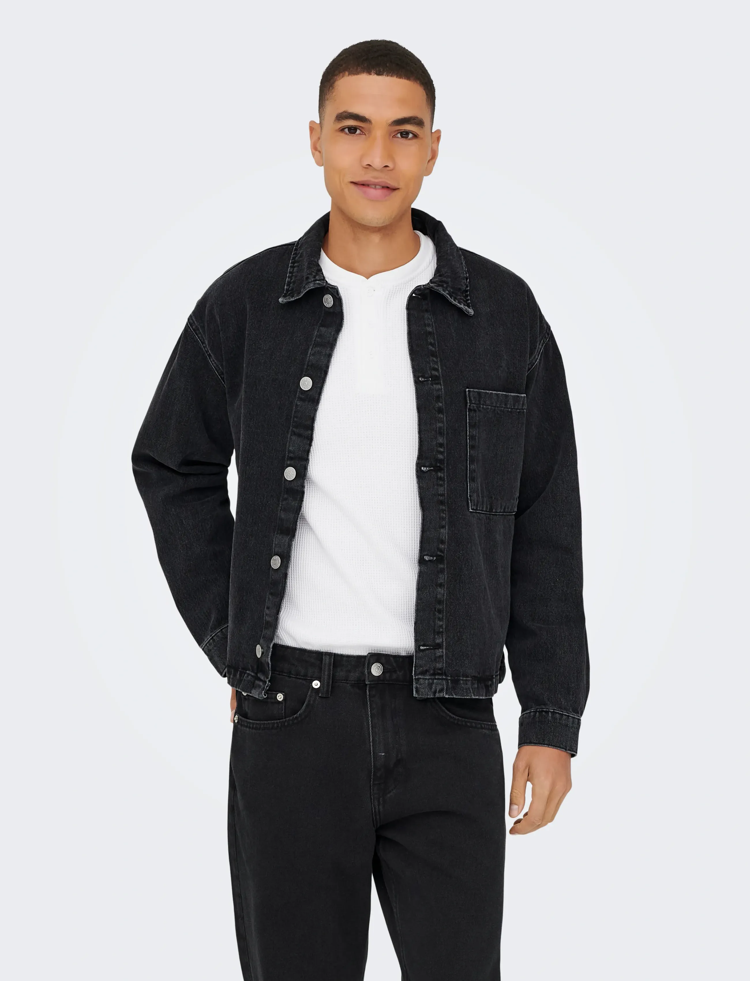 ONLY & SONS Onssprick Box Azg Dnm Jacket, Mænd, Denimjakke, Sort, Str: M