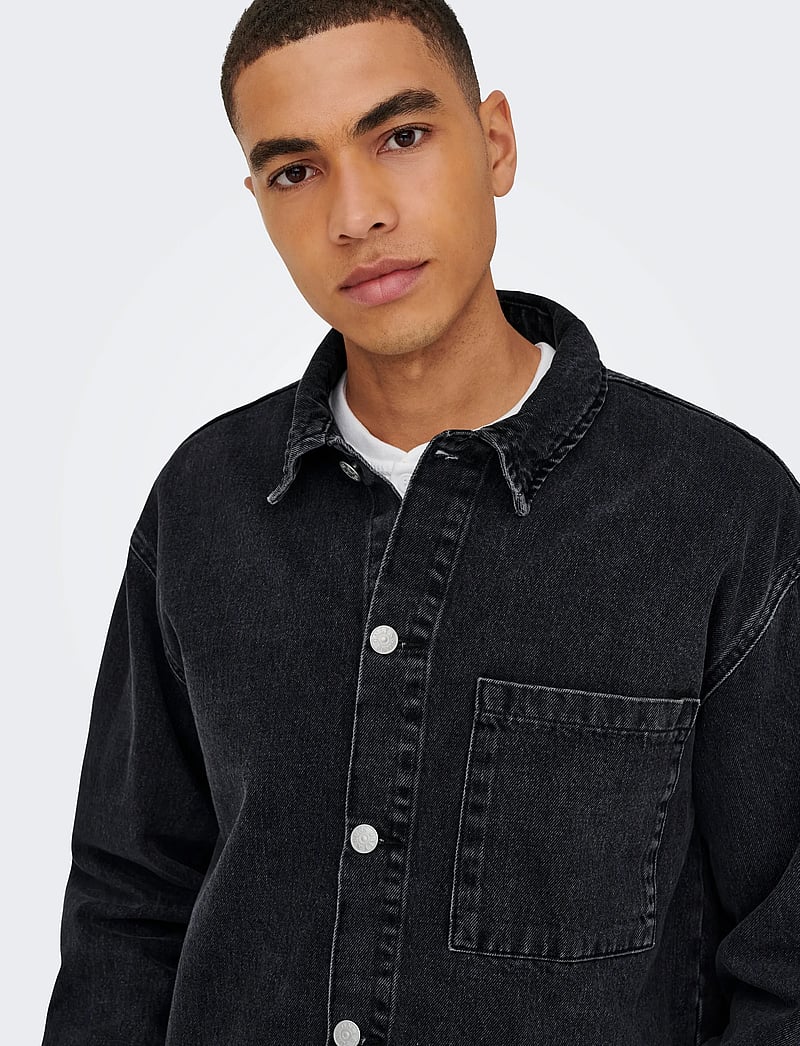 ONLY & SONS - ONSSPRICK BOX AZG DNM JACKET - ofodrade jeansjackor - washed black - 4