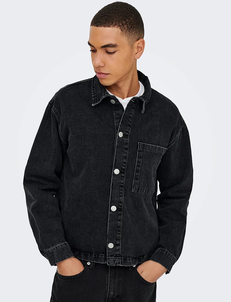 ONLY & SONS - ONSSPRICK BOX AZG DNM JACKET - ofodrade jeansjackor - washed black - 5