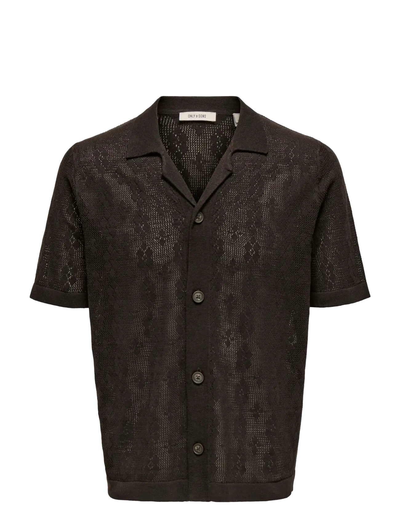 ONLY & SONS ONSKEN LIFE REG 12 SS SHIRT KNIT - Strickmode - DEMITASSE / black