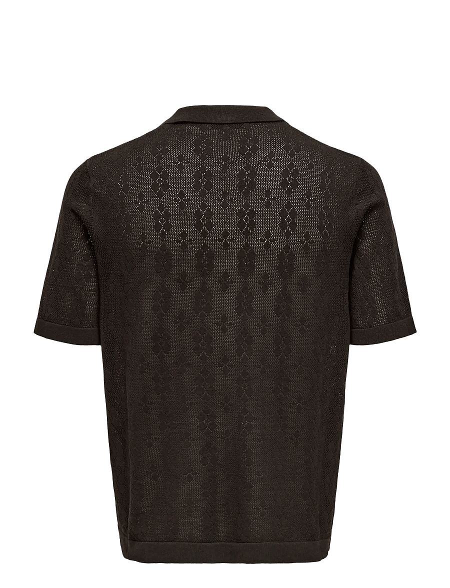 ONLY & SONS - ONSKEN LIFE REG 12 SS SHIRT KNIT - kootud polosärgid - demitasse - 1