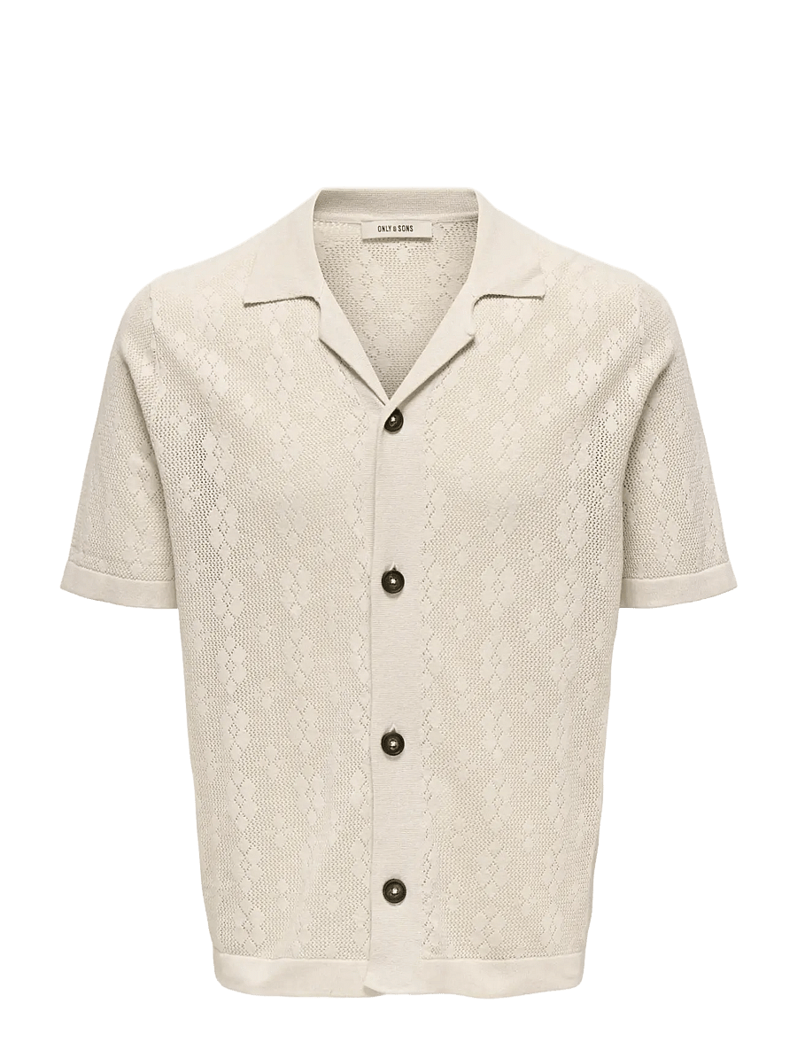 ONLY & SONS - ONSKEN LIFE REG 12 SS SHIRT KNIT - langärmlige strick-polohemden - moonstruck - 0