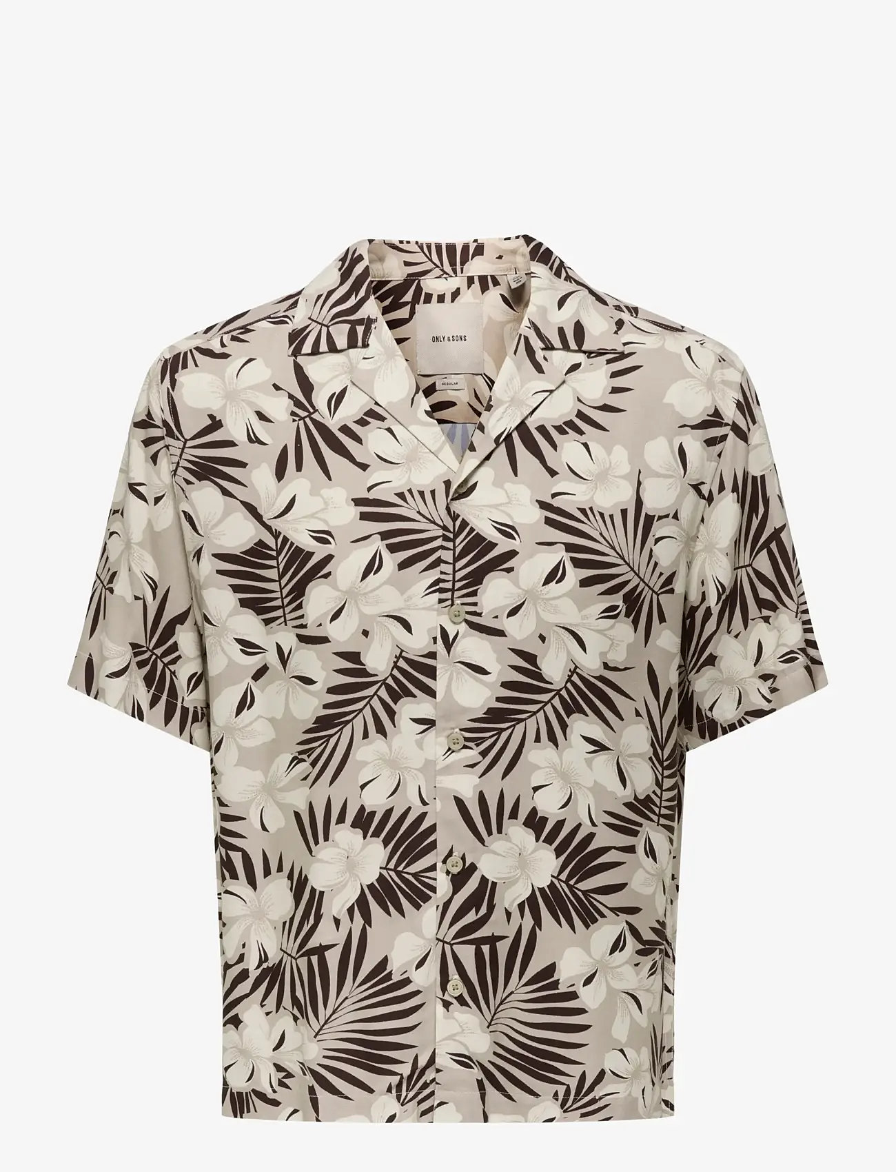 ONLY & SONS - ONSDASH LIFE REG AOP SS 001 RESORT SHIRT - kortermede skjorter - coffee bean - 0