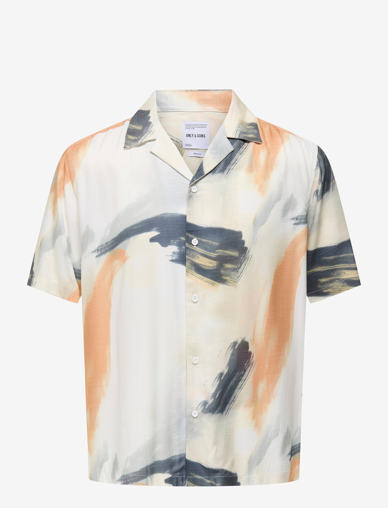 ONLY & SONS - ONSDASH LIFE REG DIG AOP SS RESORT SHIRT - short-sleeved shirts - egret - 1