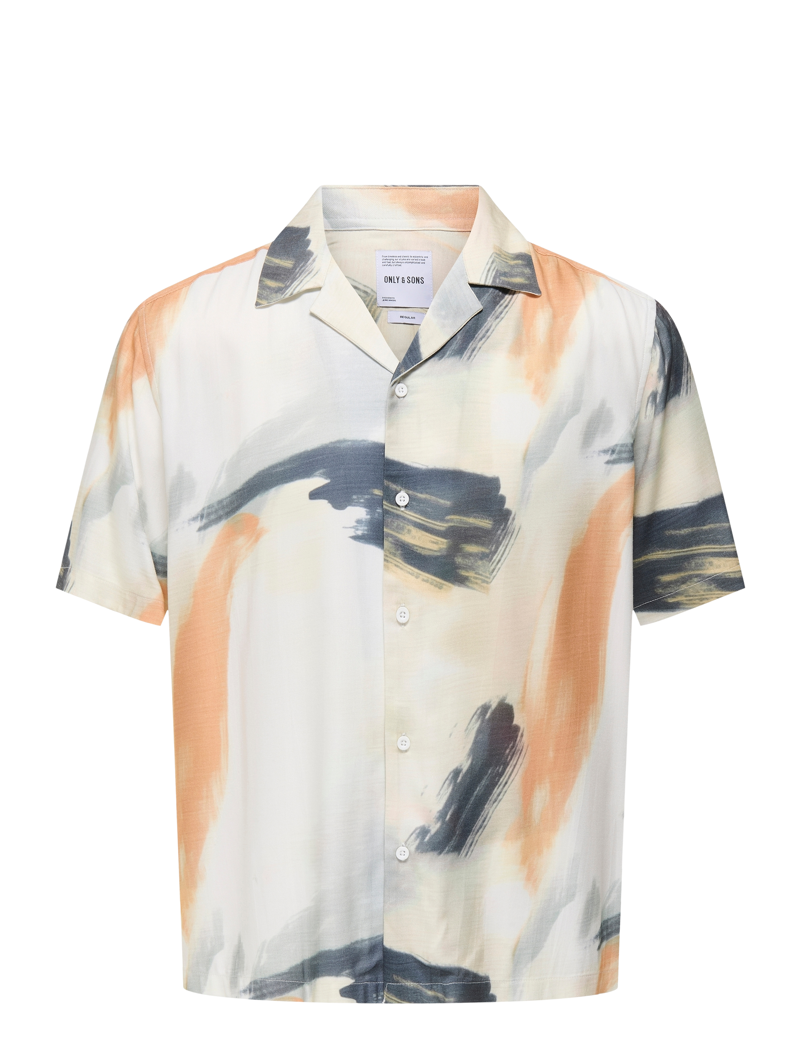 ONLY & SONS - ONSDASH LIFE REG AOP SS 001 RESORT SHIRT - kurzarmhemden - egret - 1