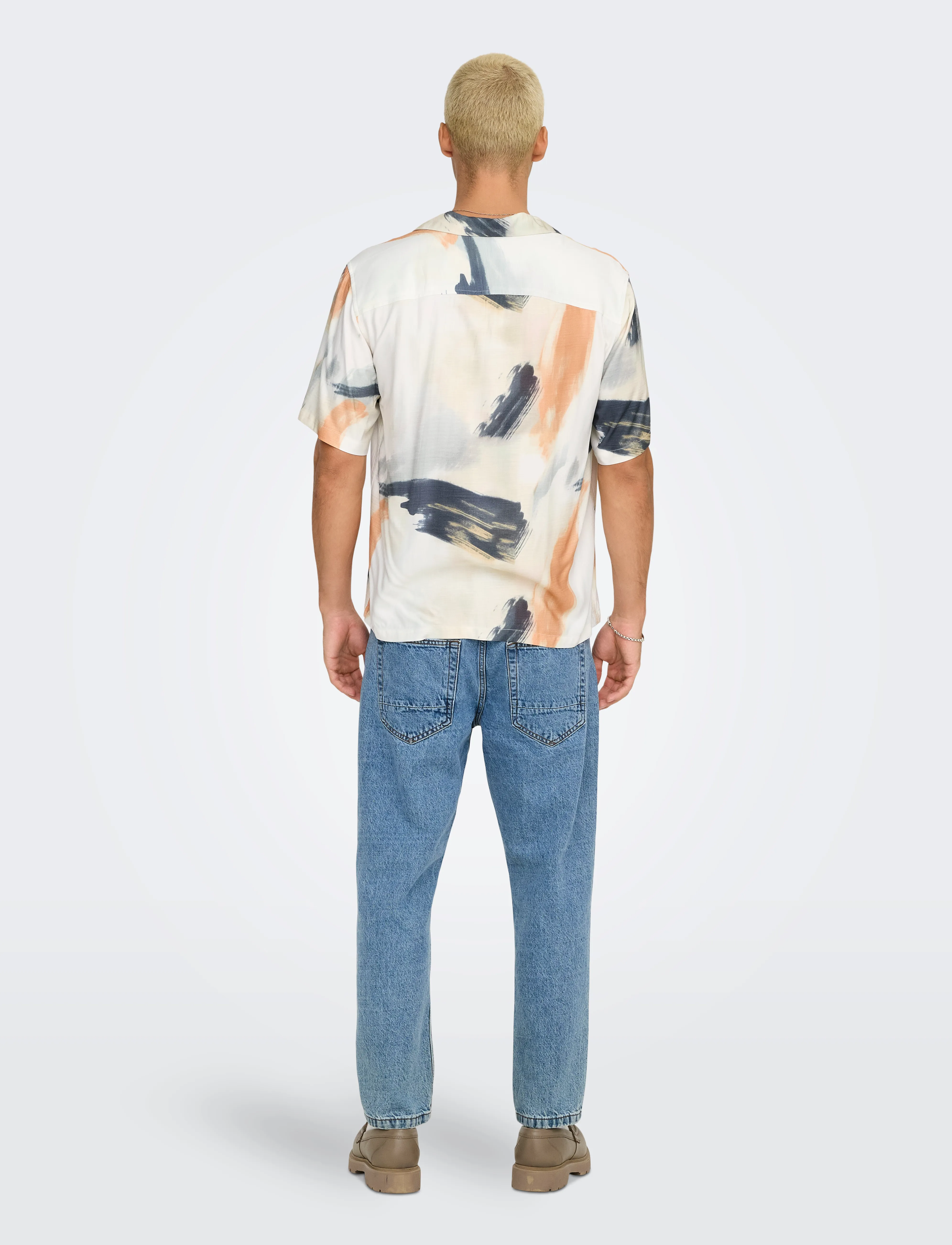 ONLY & SONS - ONSDASH LIFE REG AOP SS 001 RESORT SHIRT - kurzarmhemden - egret - 3