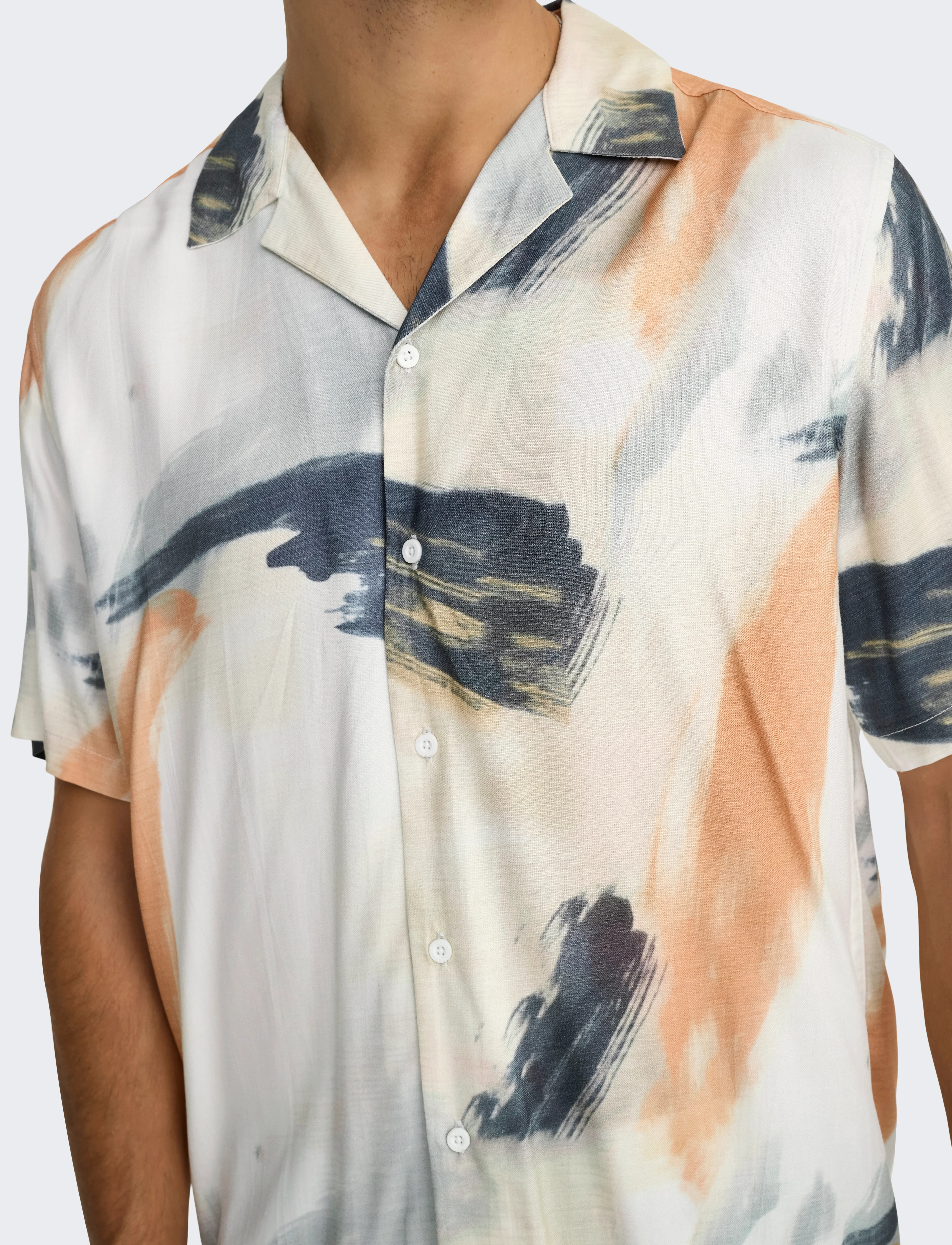 ONLY & SONS - ONSDASH LIFE REG AOP SS 001 RESORT SHIRT - kurzarmhemden - egret - 5