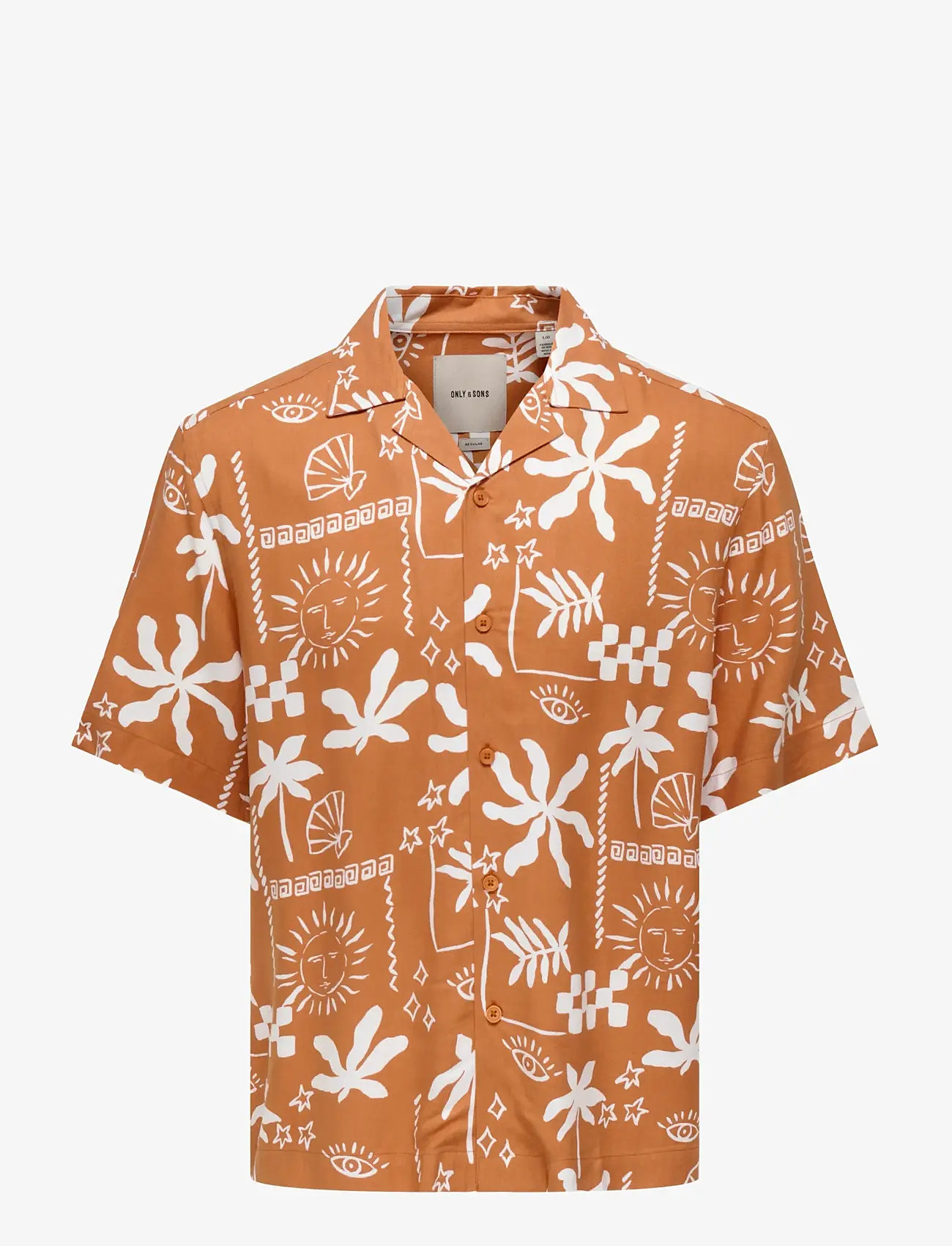 ONLY & SONS - ONSDASH LIFE REG AOP SS 001 RESORT SHIRT - kortærmede skjorter - raw sienna - 1