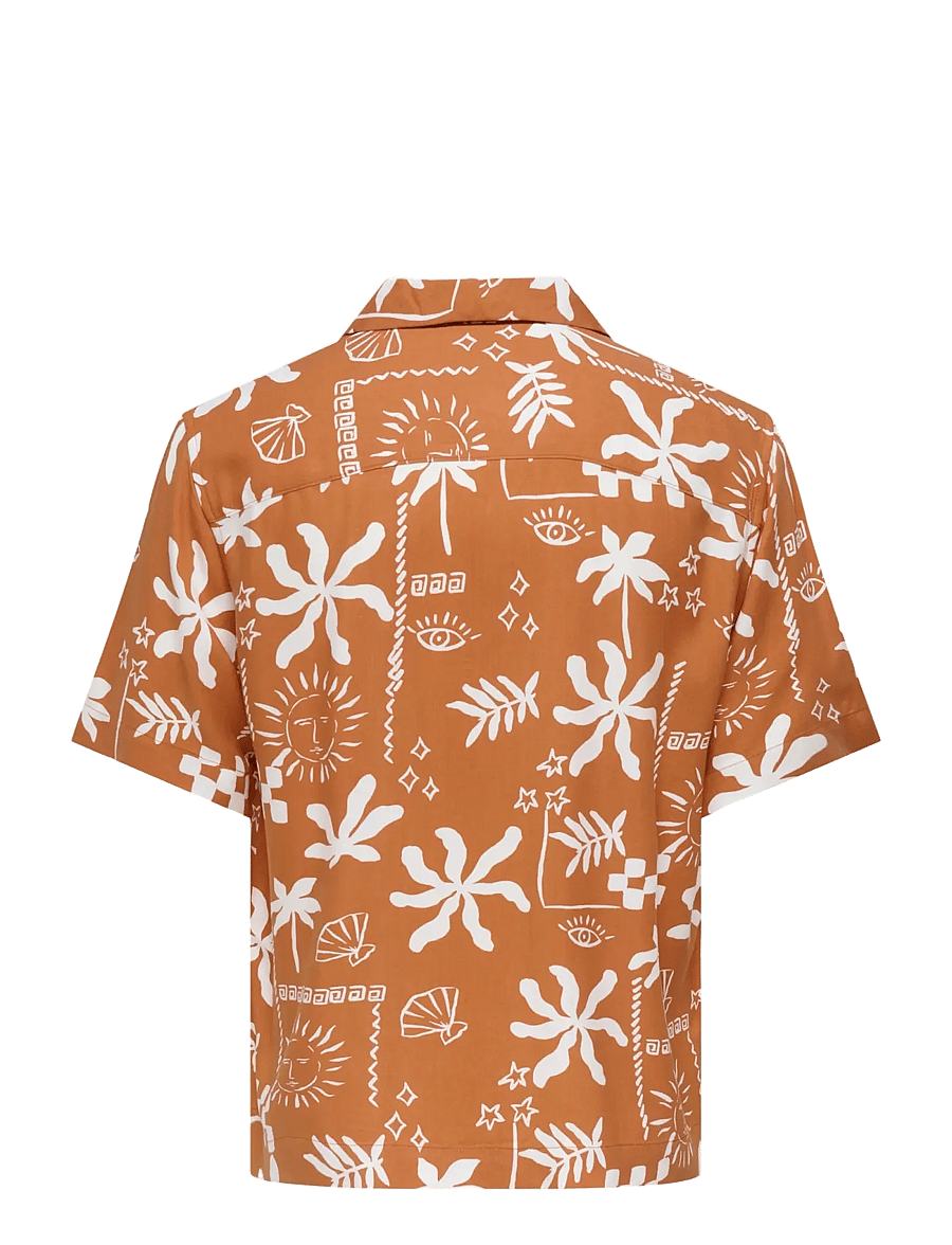 ONLY & SONS - ONSDASH LIFE REG AOP SS 001 RESORT SHIRT - kortærmede skjorter - raw sienna - 2