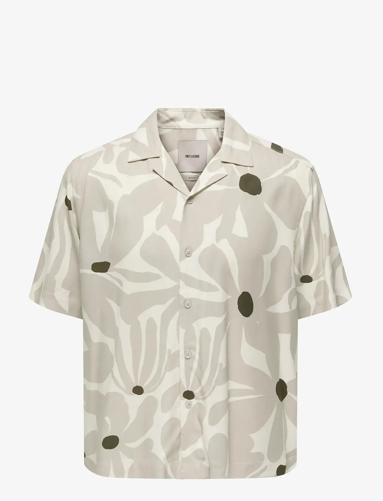 ONLY & SONS - ONSDASH LIFE REG AOP SS 001 RESORT SHIRT - short-sleeved shirts - silver lining - 1