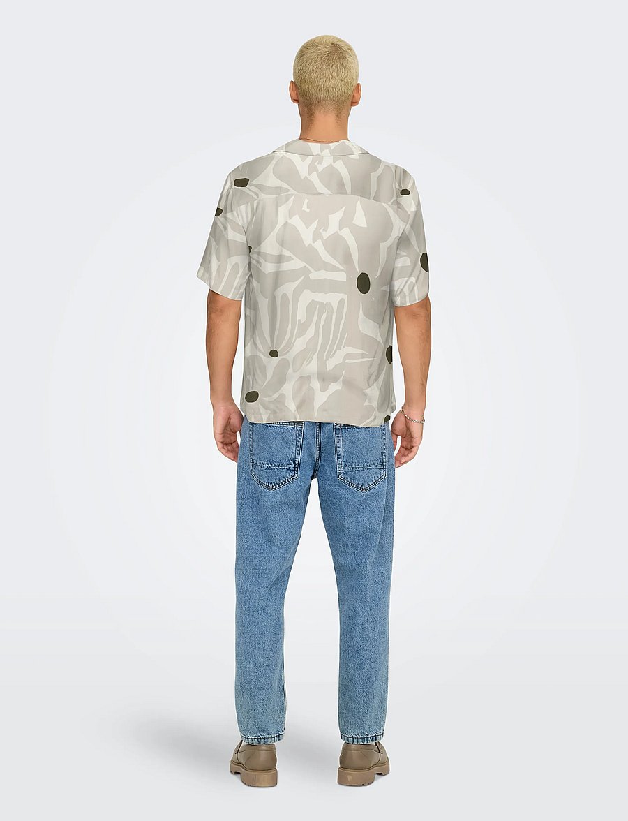 ONLY & SONS - ONSDASH LIFE REG AOP SS 001 RESORT SHIRT - kurzarmhemden - silver lining - 3