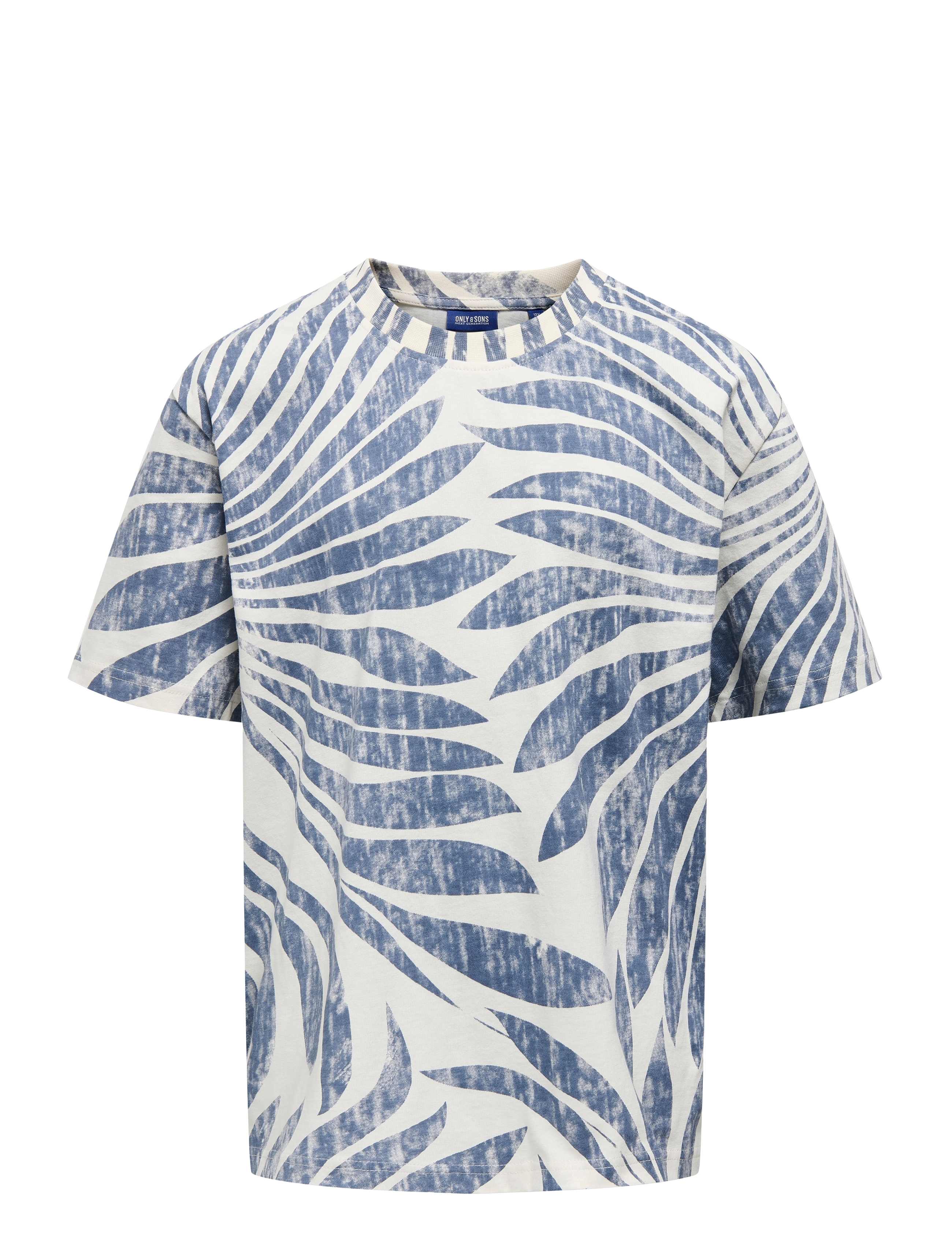 ONLY & SONS Osjzeke Life Rlx Washed Ss Aop Tee Jrs Blau - 146-152 - Herren