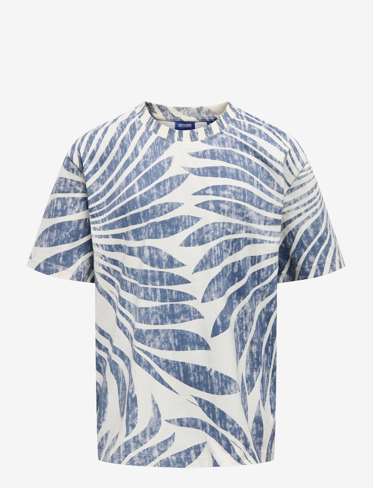 ONLY & SONS - OSJZEKE LIFE RLX WASHED SS AOP TEE JRS - herbstliche kleidung - egret - 0