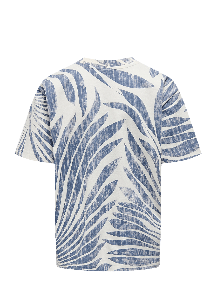 ONLY & SONS - OSJZEKE LIFE RLX WASHED SS AOP TEE JRS - kurzärmelige t-shirts - egret - 1