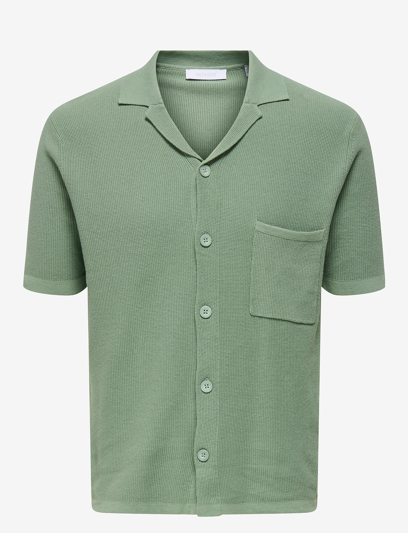 ONLY & SONS - ONSTONY REG 12 SS WAFFLE SHIRT KNIT - kurzarmhemden - iceberg green - 0