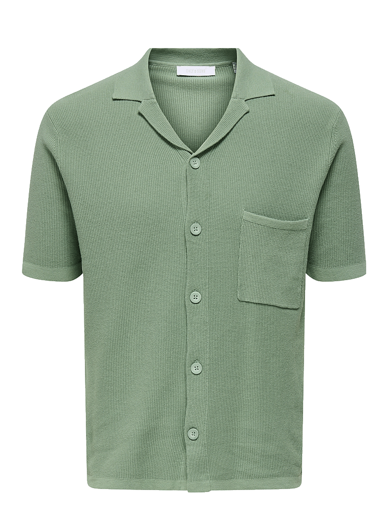 ONLY & SONS - ONSTONY REG 12 SS WAFFLE SHIRT KNIT - kurzarmhemden - iceberg green - 0