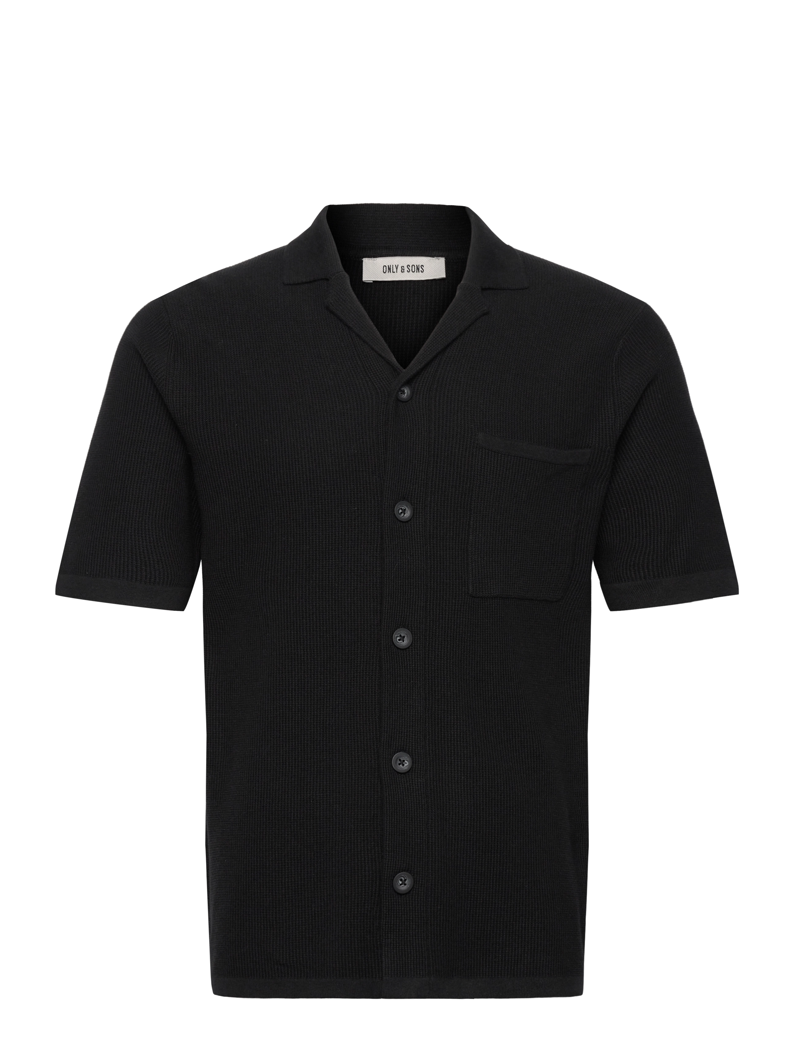 ONLY & SONS ONSTONY REG 12 SS WAFFLE SHIRT KNIT - Deals - JET BLACK / black