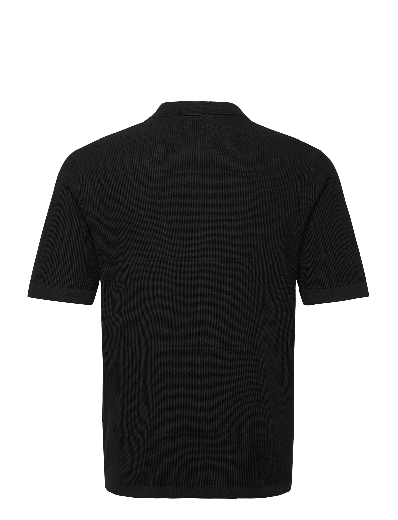 ONLY & SONS - ONSTONY REG 12 SS WAFFLE SHIRT KNIT - kortärmade skjortor - jet black - 1