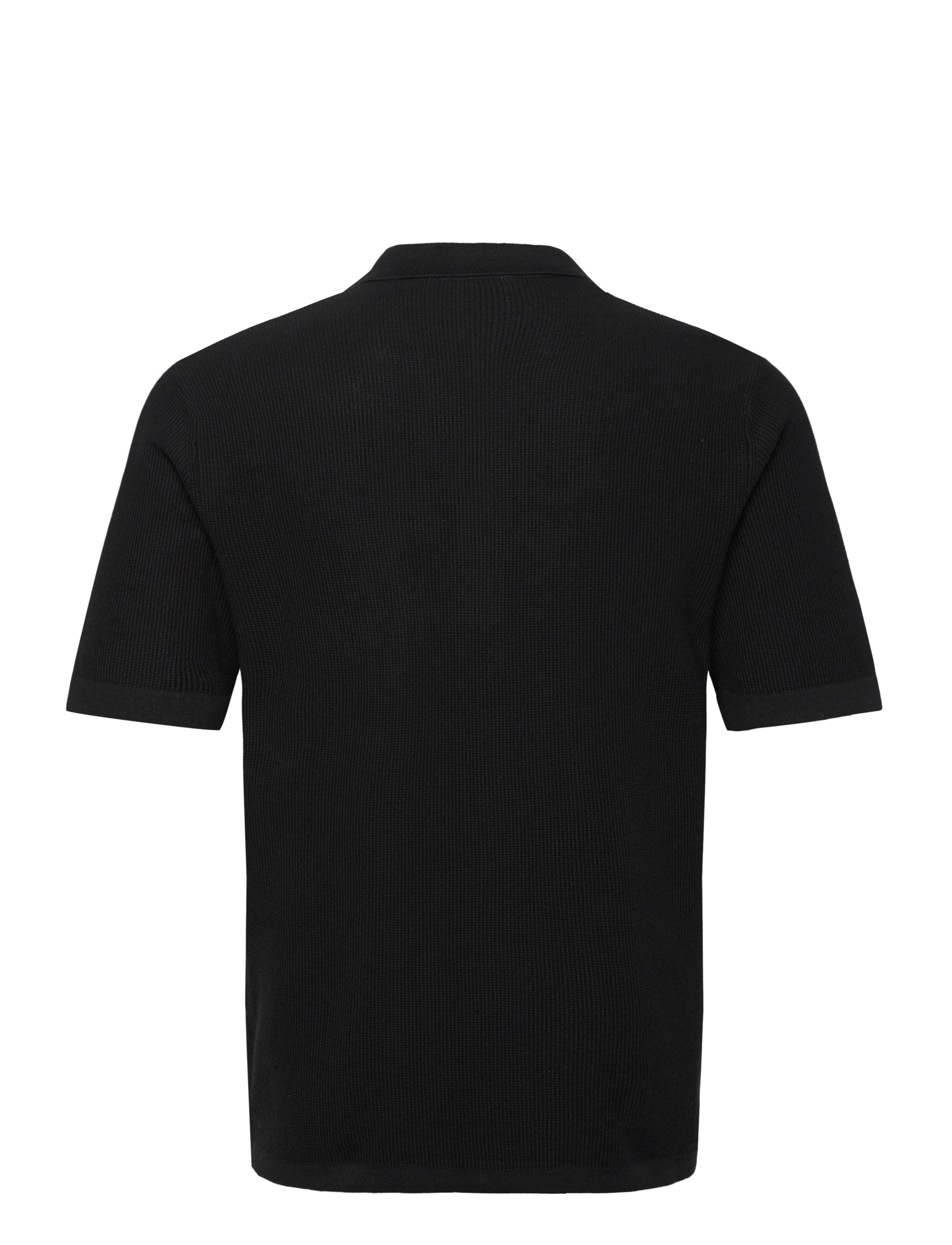 ONLY & SONS - ONSTONY REG 12 SS WAFFLE SHIRT KNIT - kortærmede skjorter - jet black - 1