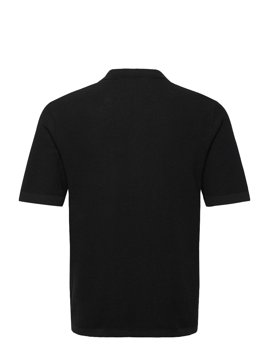 ONLY & SONS - ONSTONY REG 12 SS WAFFLE SHIRT KNIT - kortærmede skjorter - jet black - 1