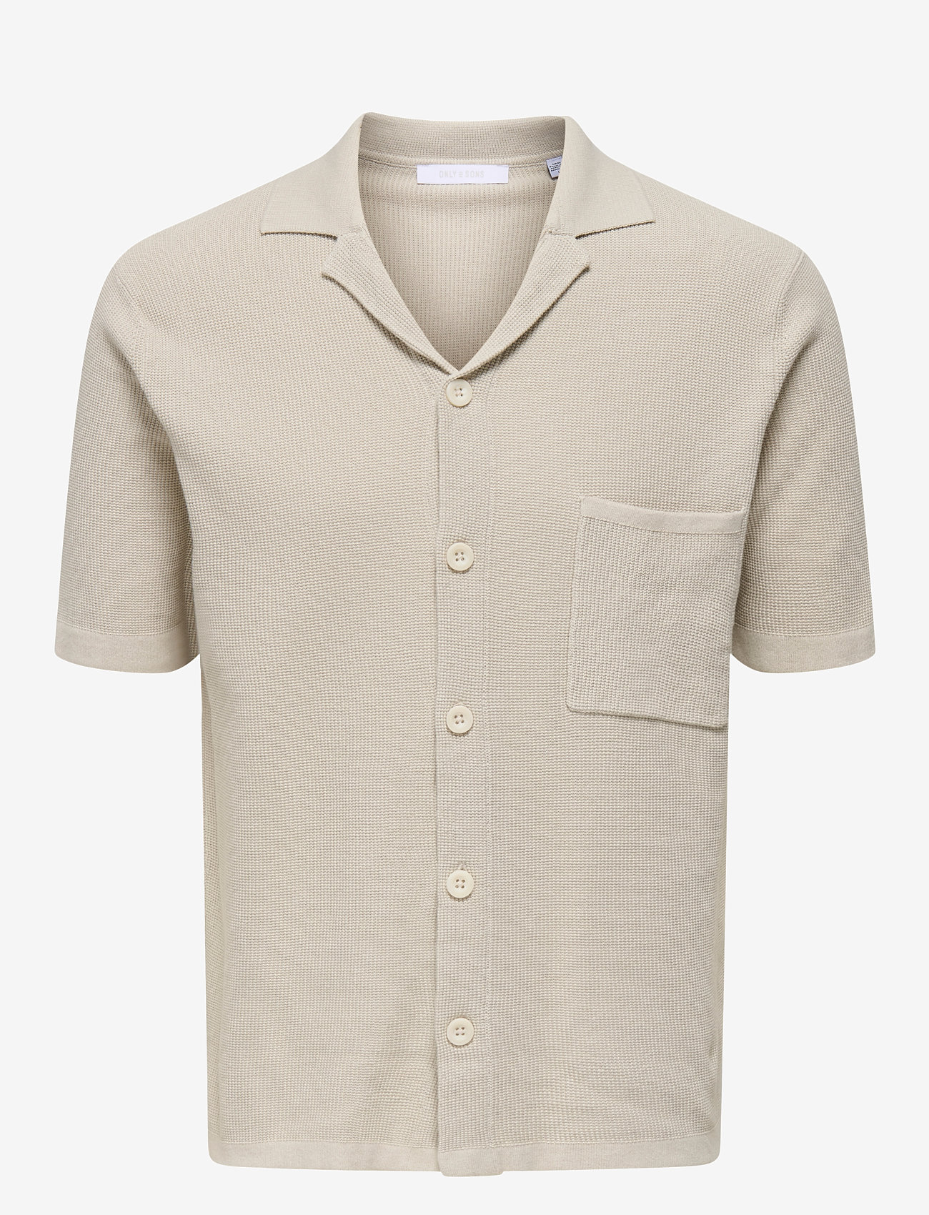 ONLY & SONS - ONSTONY REG 12 SS WAFFLE SHIRT KNIT - stutterma skyrtur - moonstruck - 0