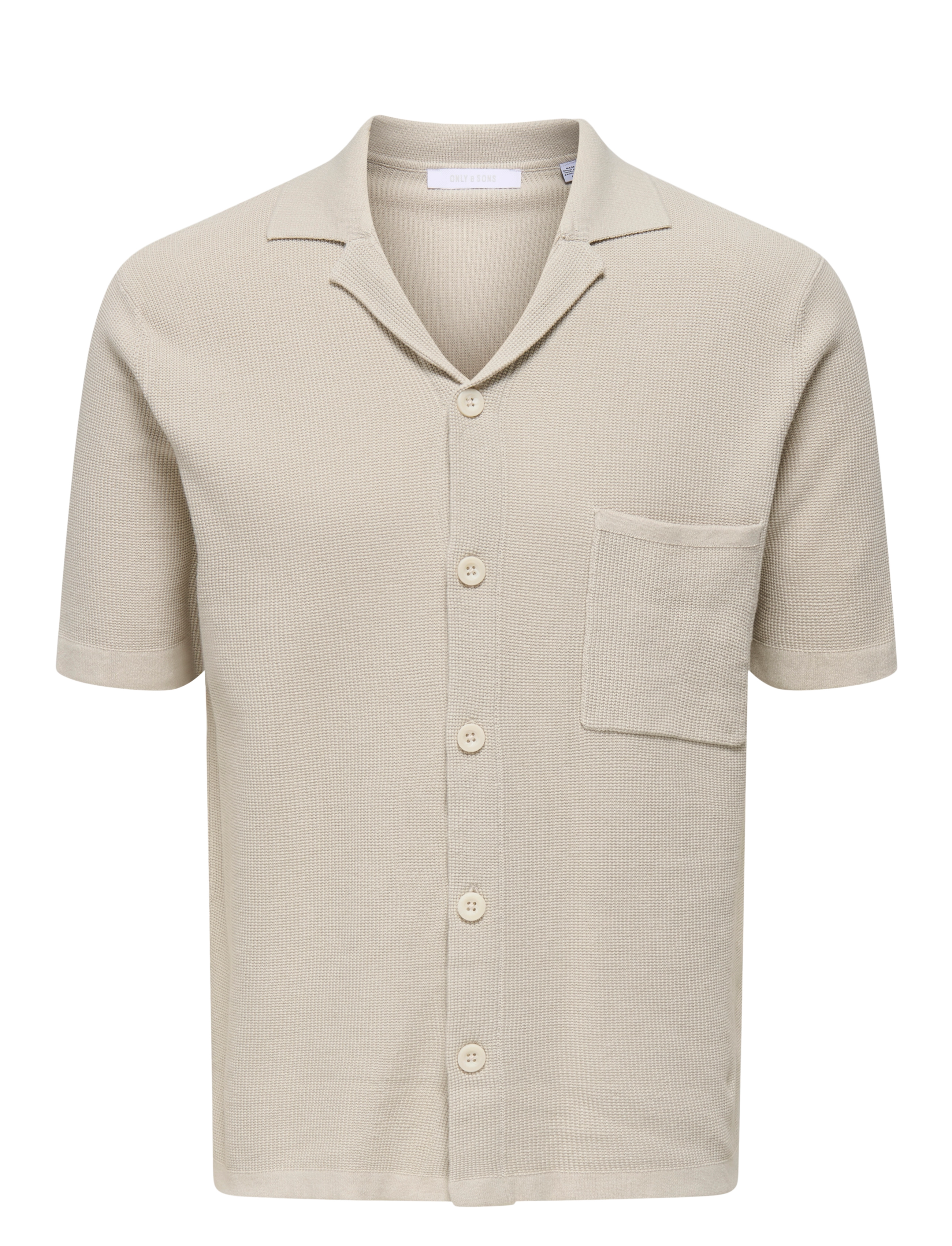 ONLY & SONS ONSTONY REG 12 SS WAFFLE SHIRT KNIT - Skjorter - MOONSTRUCK / beige