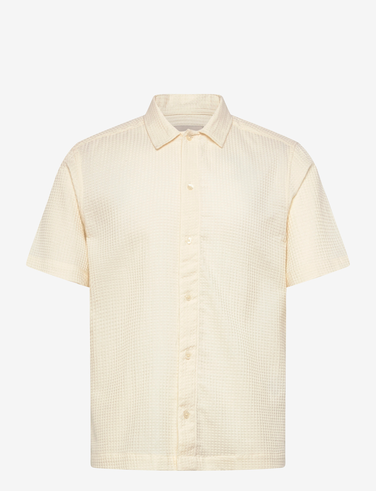 ONLY & SONS - ONSSAVIER WAFFLE SS SHIRT 0326 - mønstrede skjorter - antique white - 0