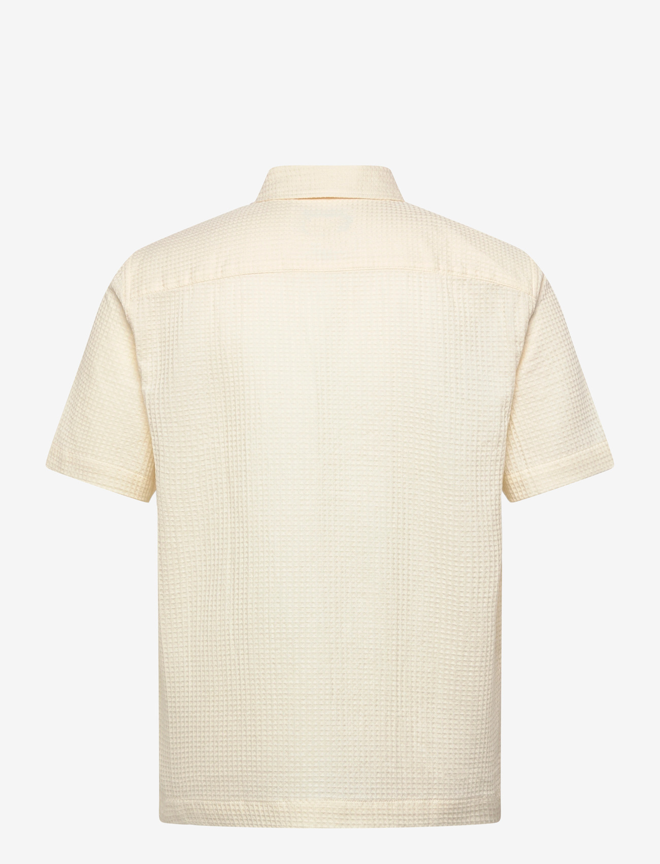 ONLY & SONS - ONSSAVIER WAFFLE SS SHIRT 0326 - mønstrede skjorter - antique white - 1