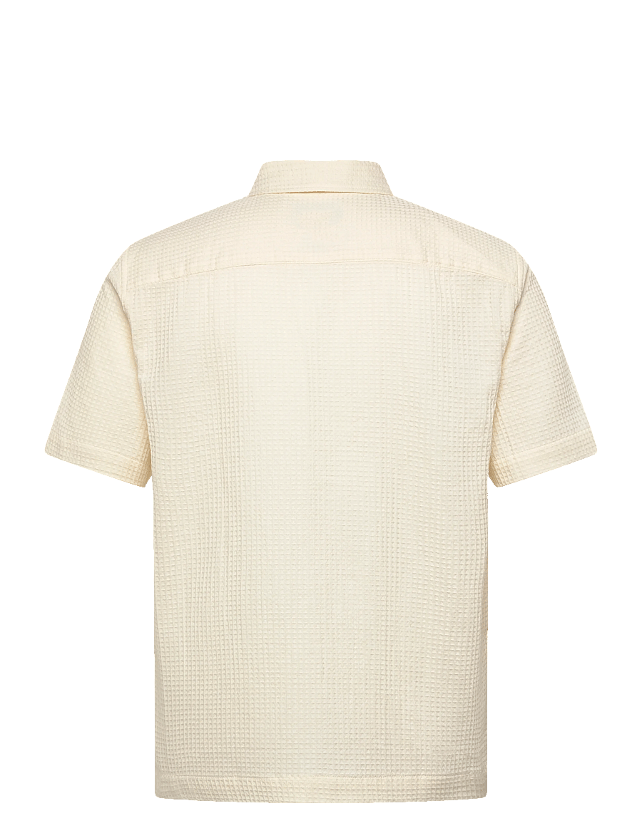 ONLY & SONS - ONSSAVIER WAFFLE SS SHIRT 0326 - mustriga särgid - antique white - 1
