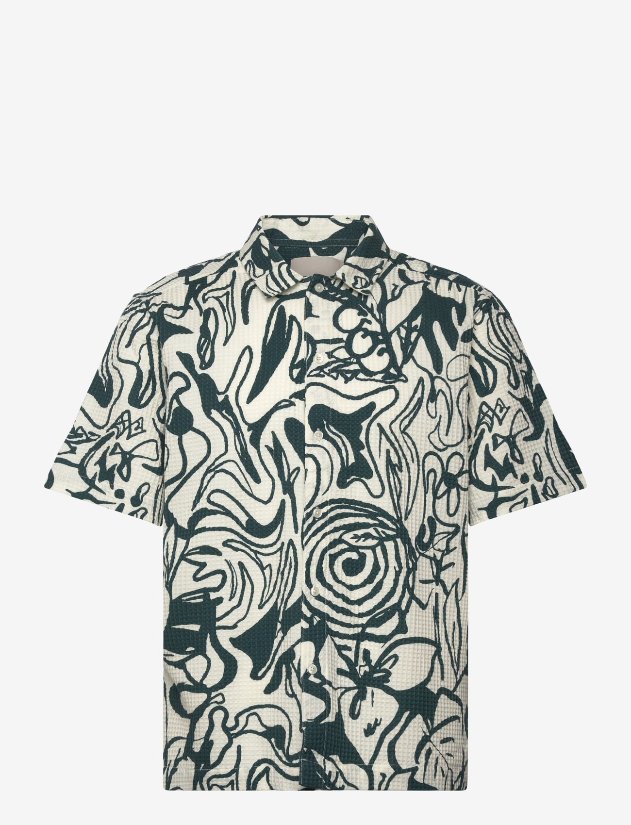 ONLY & SONS - ONSSAVIER WAFFLE SS SHIRT 0326 - hemden mit muster - antique white - 0