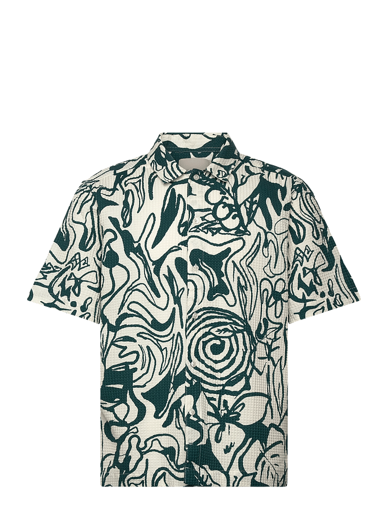 ONLY & SONS - ONSSAVIER WAFFLE SS SHIRT 0326 - hemden mit muster - antique white - 0