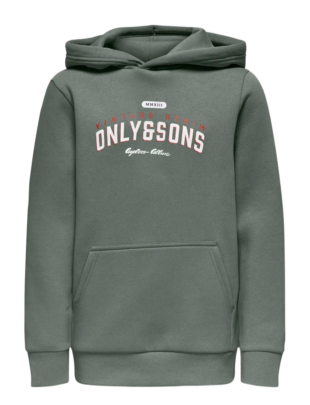 ONLY & SONS OSJCERES REG VINTAGE PRINT HOOD SWT NOOS - Riided - CASTOR GRAY / green
