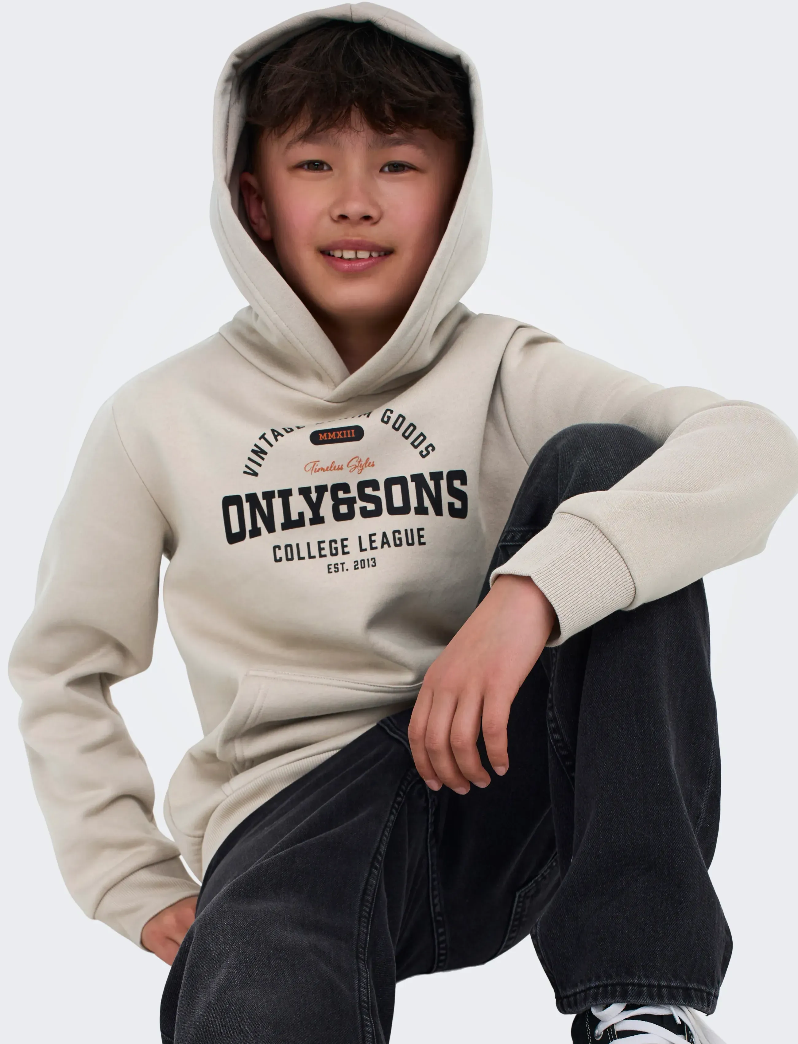 ONLY & SONS - OSJCERES REG VINTAGE PRINT HOOD SWT NOOS - huvtröjor - silver lining - 4