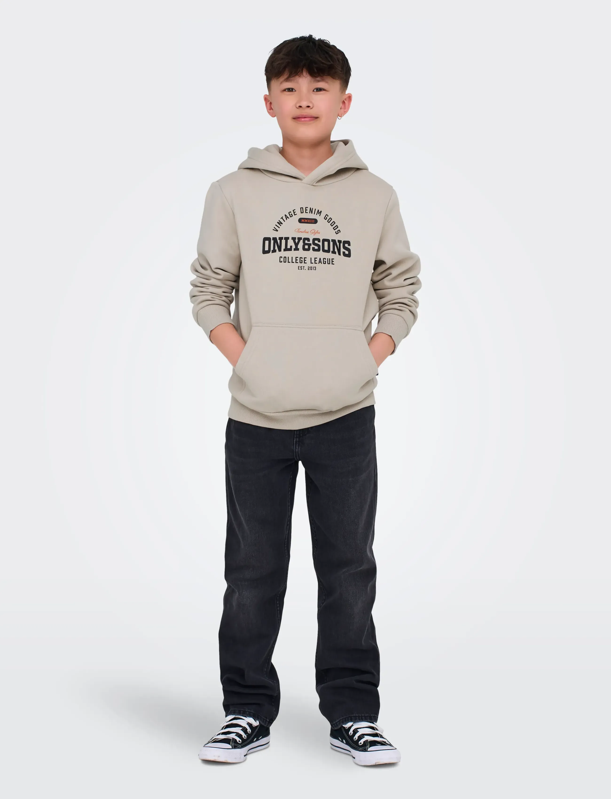 ONLY & SONS - OSJCERES REG VINTAGE PRINT HOOD SWT NOOS - huvtröjor - silver lining - 5