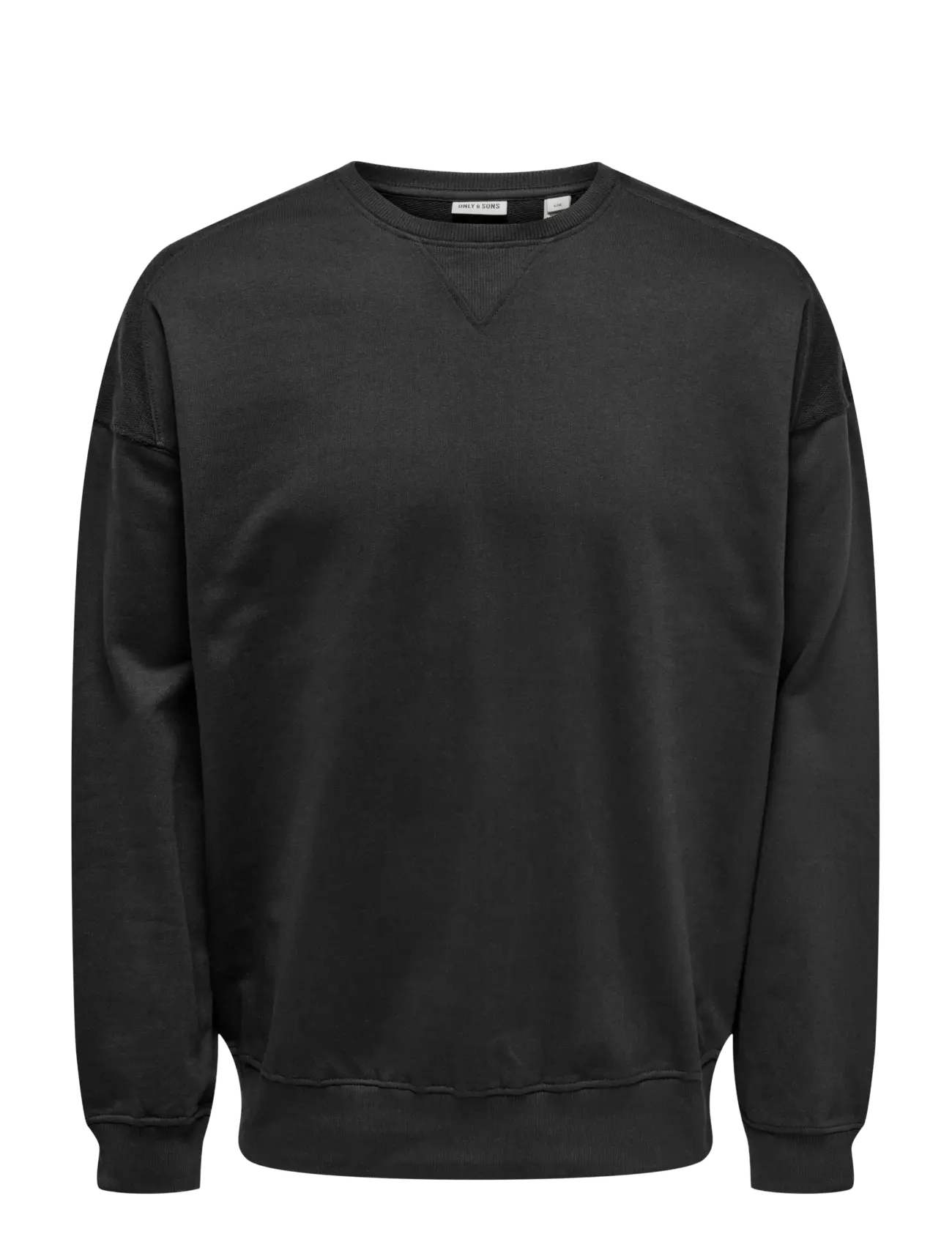 ONLY & SONS Onsevans Vtg Ls Crew Tonal Block Schwarz - M - Herren