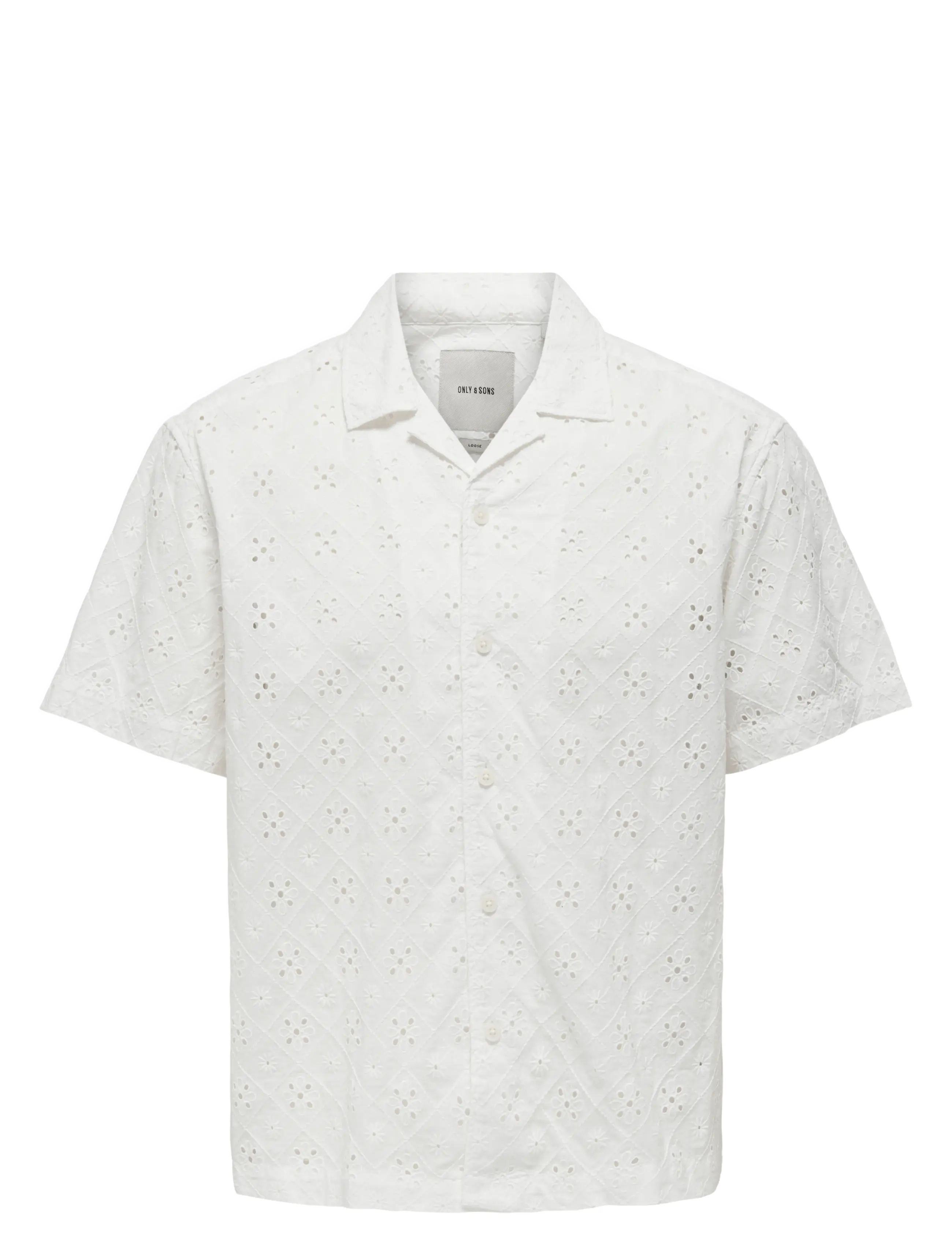 ONLY & SONS Onsaron Loose Fit Ss Resort Shirt 0305 Weiß - L - Herren