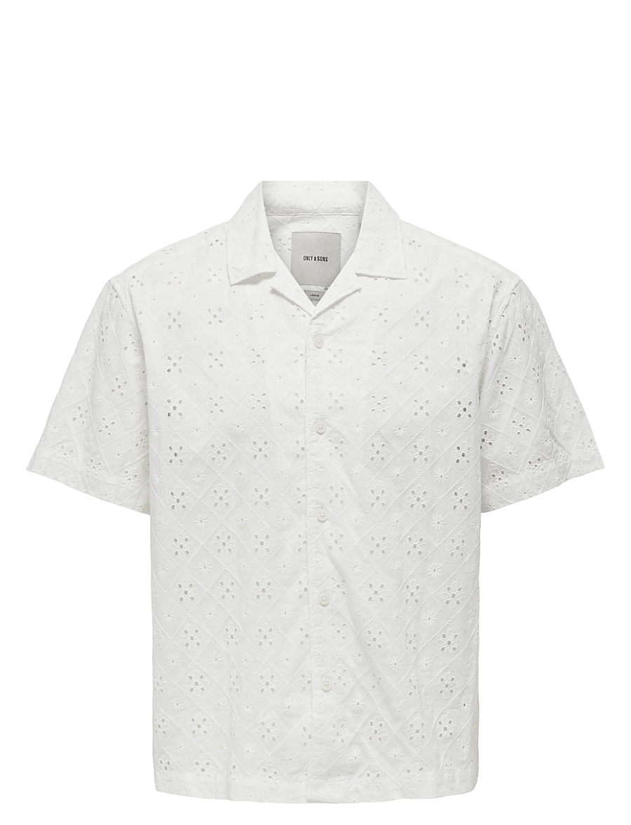 ONLY & SONS - ONSARON LOOSE FIT SS RESORT SHIRT 0305 - chemises à manches courtes - cloud dancer - 1