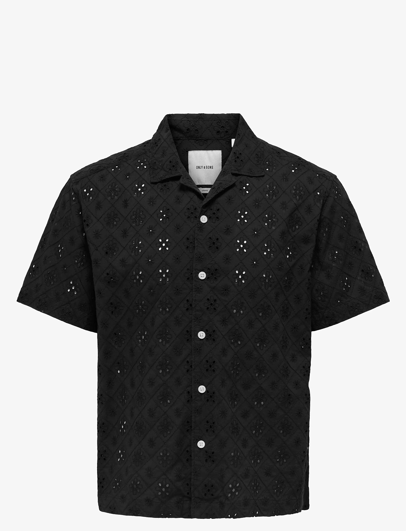 ONLY & SONS - ONSARON LOOSE FIT SS RESORT SHIRT 0305 - kortärmade skjortor - jet black - 1