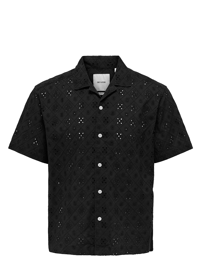 ONLY & SONS - ONSARON LOOSE FIT SS RESORT SHIRT 0305 - kortärmade skjortor - jet black - 1