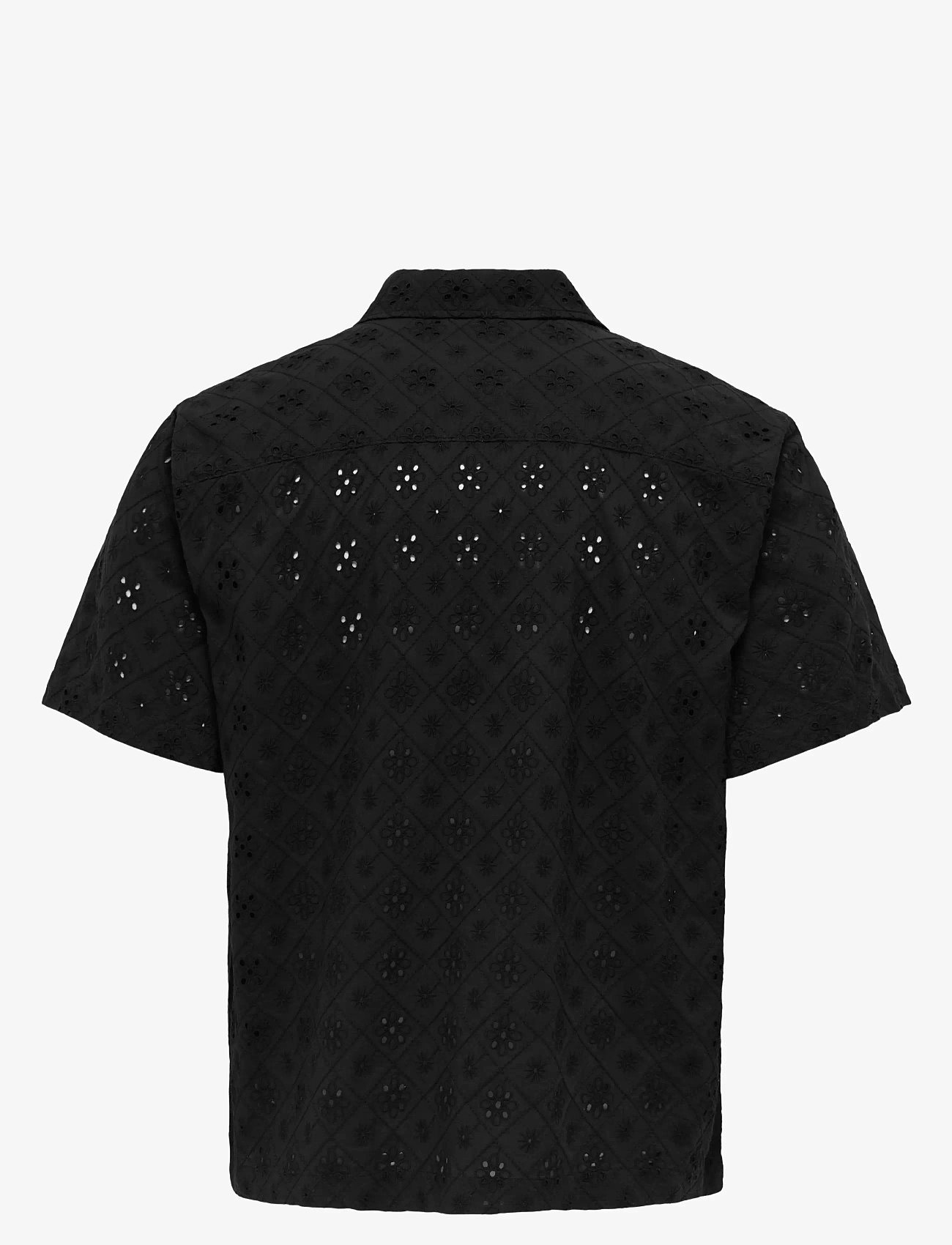 ONLY & SONS - ONSARON LOOSE FIT SS RESORT SHIRT 0305 - kortärmade skjortor - jet black - 2