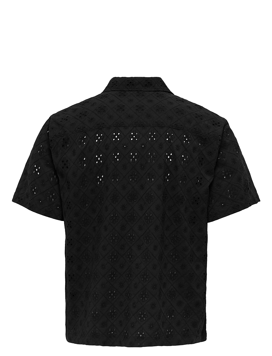 ONLY & SONS - ONSARON LOOSE FIT SS RESORT SHIRT 0305 - kurzarmhemden - jet black - 2