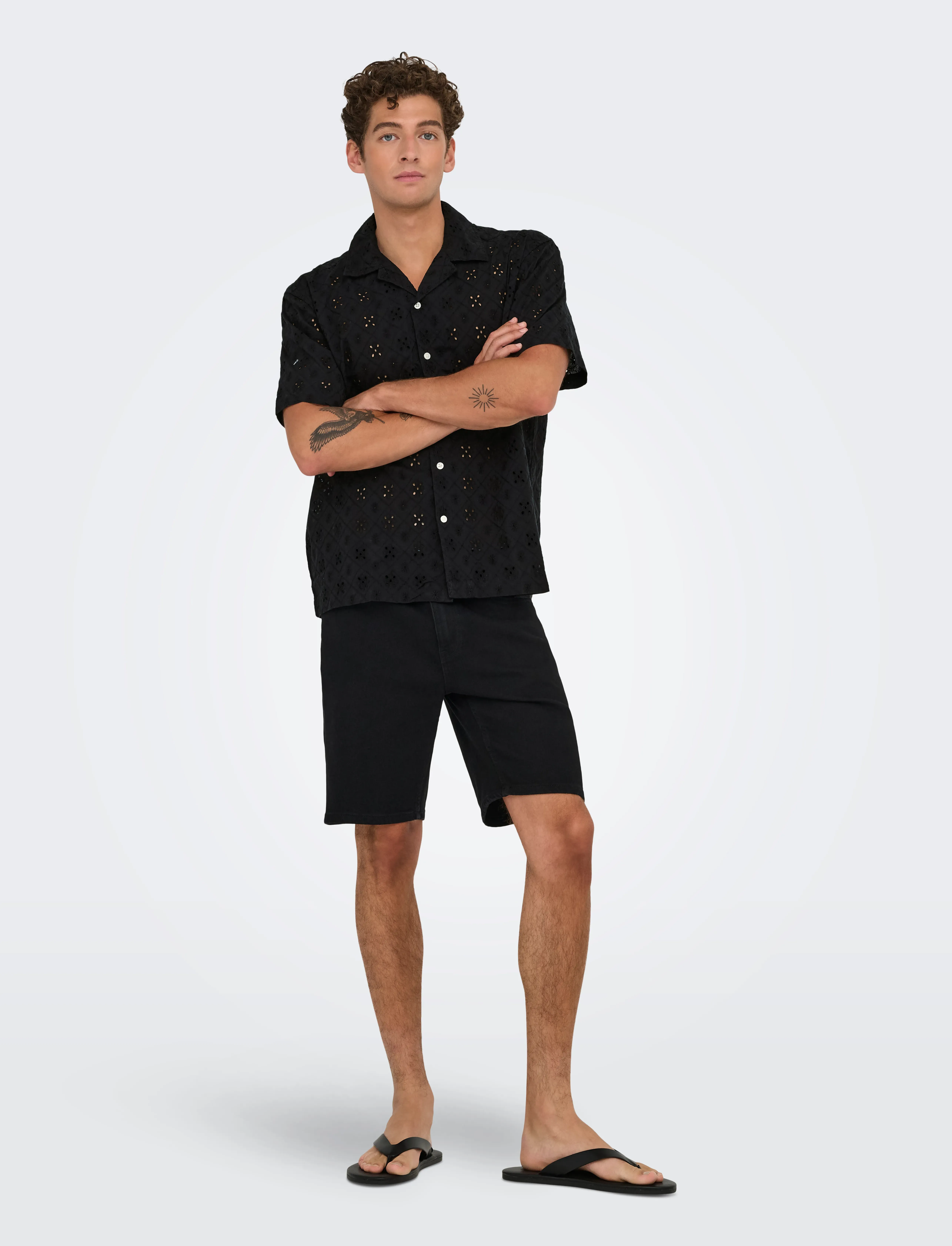 ONLY & SONS ONSARON LOOSE FIT SS RESORT SHIRT 0305 - Skjorter - JET BLACK / black