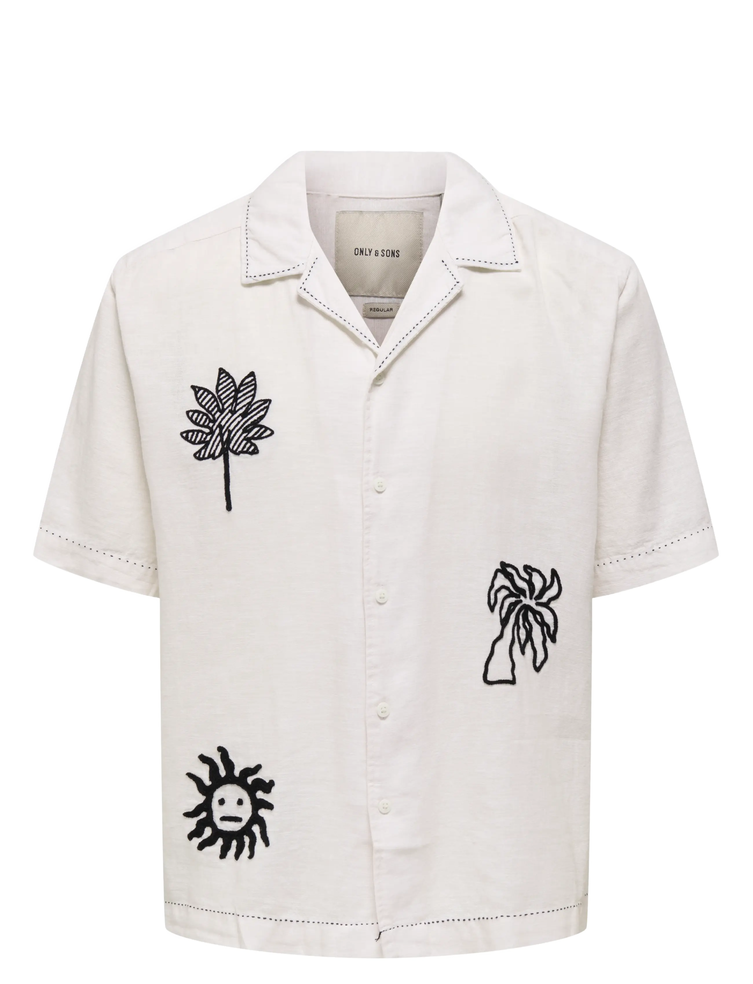 ONLY & SONS - ONSCAIDENLY EMBROIDERY SS RESORT LOOSE S - cloud dancer - 1