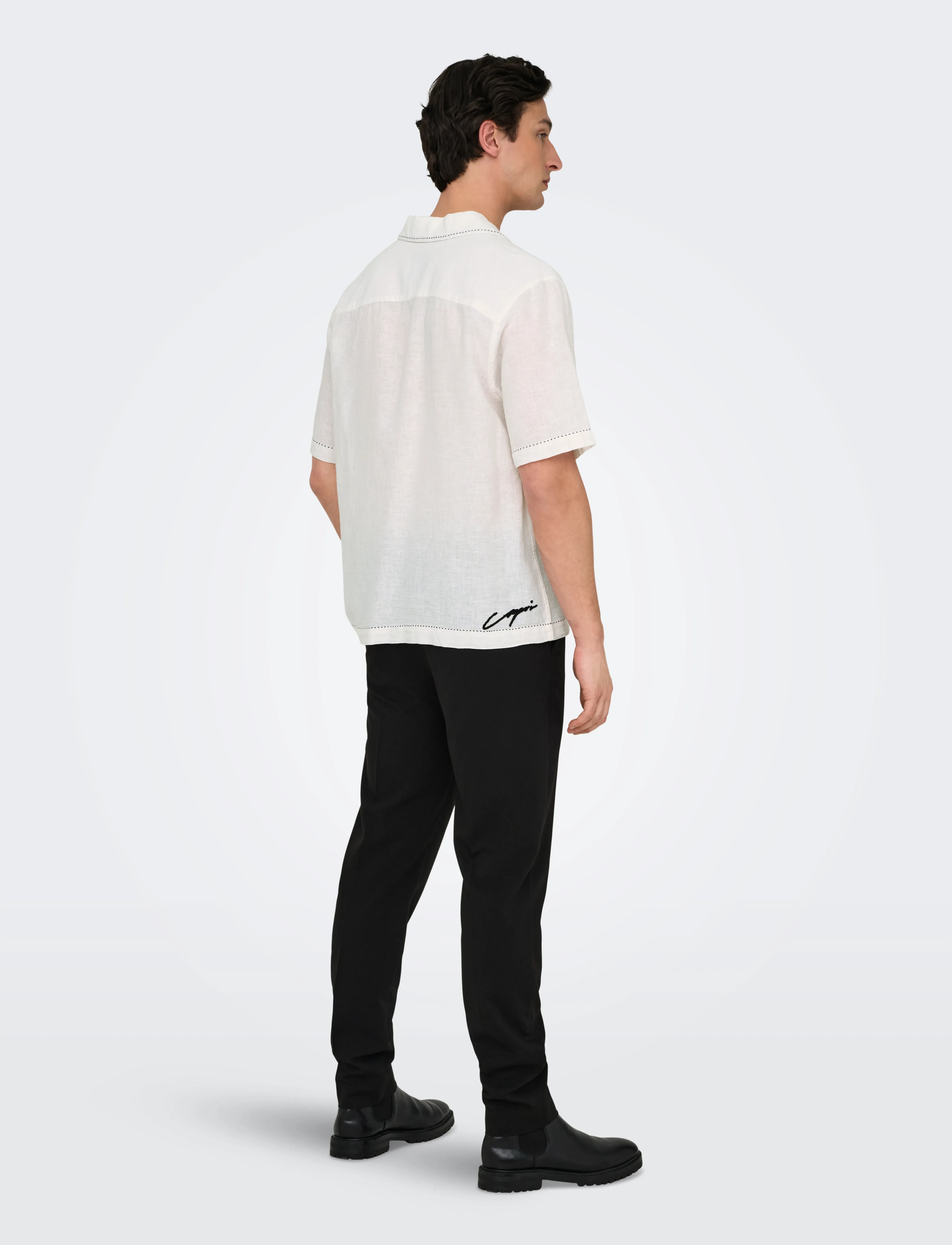 ONLY & SONS - ONSCAIDENLY EMBROIDERY SS RESORT LOOSE S - cloud dancer - 3