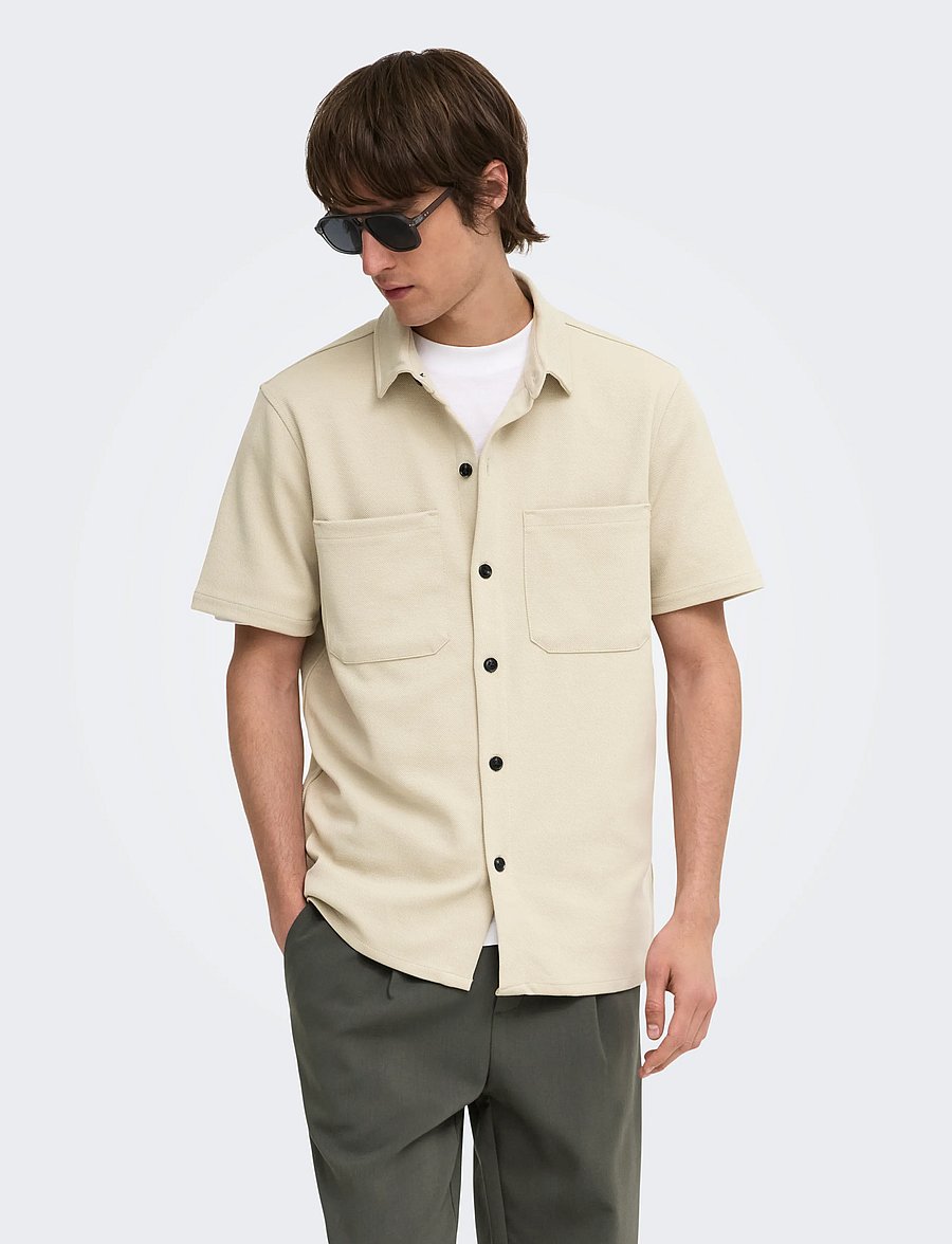 ONLY & SONS - ONSNEWKODYL REG SS SHIRT - kurzarmhemden - silver lining - 0