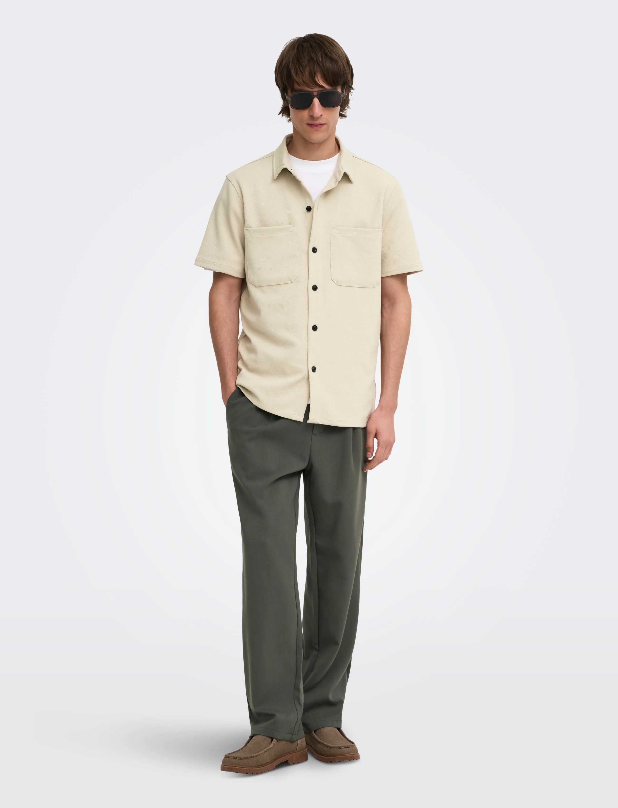 ONLY & SONS - ONSNEWKODYL REG SS SHIRT - laveste priser - silver lining - 4